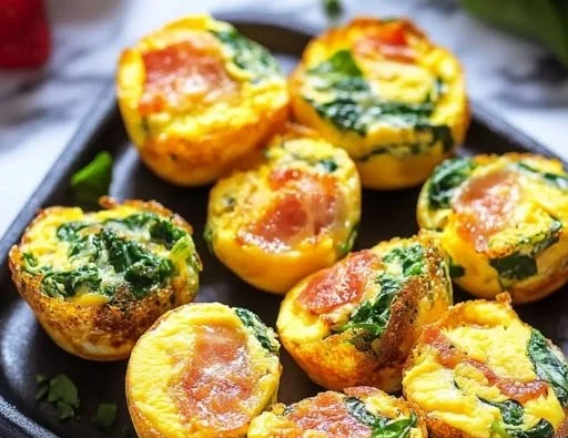Bacon Gouda & Spinach Egg Bites for easy breakfast.