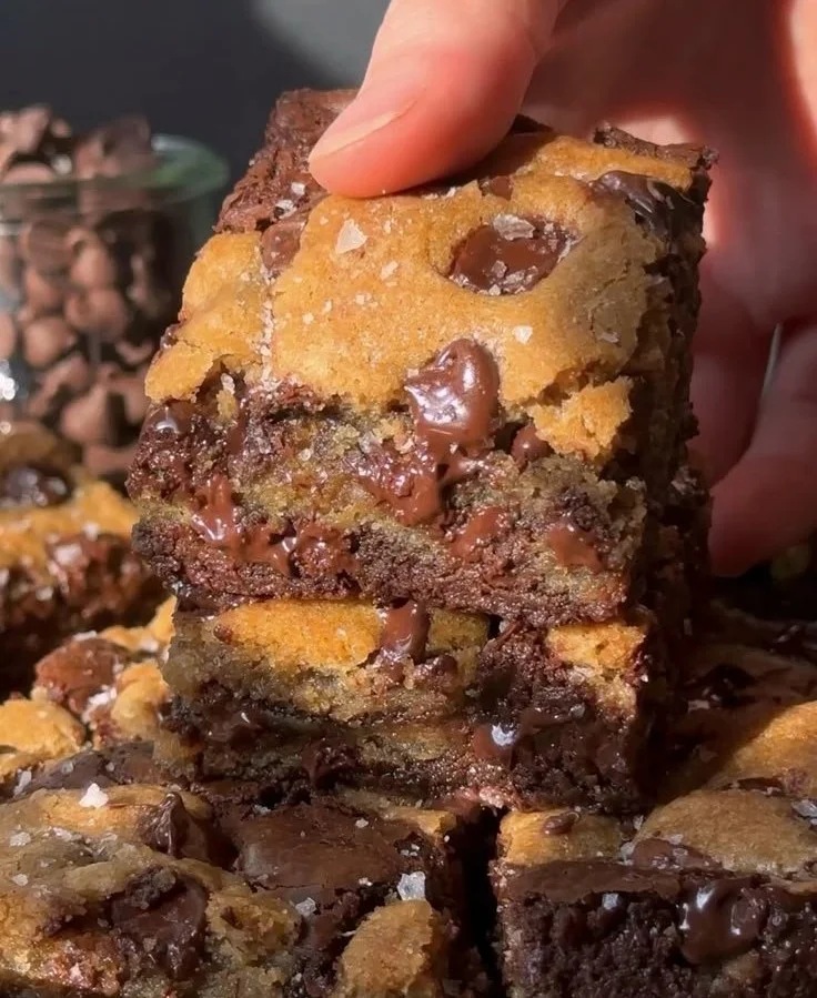 Delicious brown butter brookies combining cookies and brownies in one treat