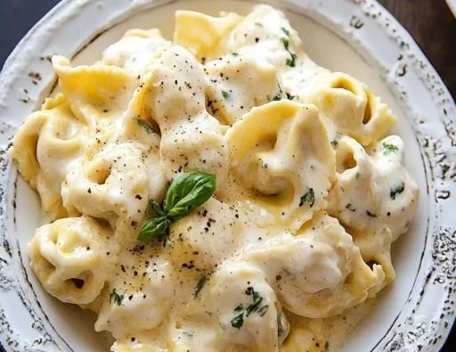 Creamy chicken tortellini alfredo dish ready in 25 minutes.
