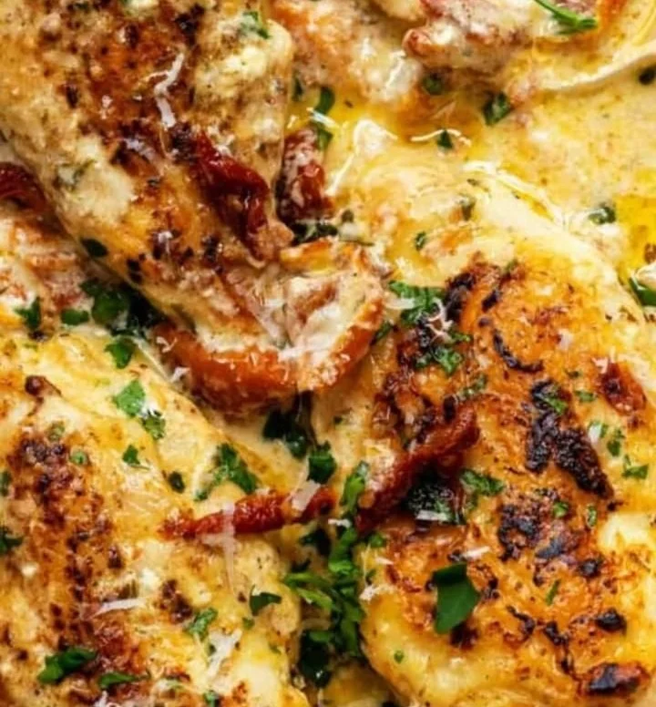 Delicious Crock Pot Marry Me Chicken in a creamy sauce served with herbs.