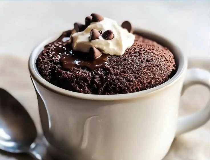 Decadent chocolate mug cake prepared in just 3 minutes, perfect for dessert lovers.