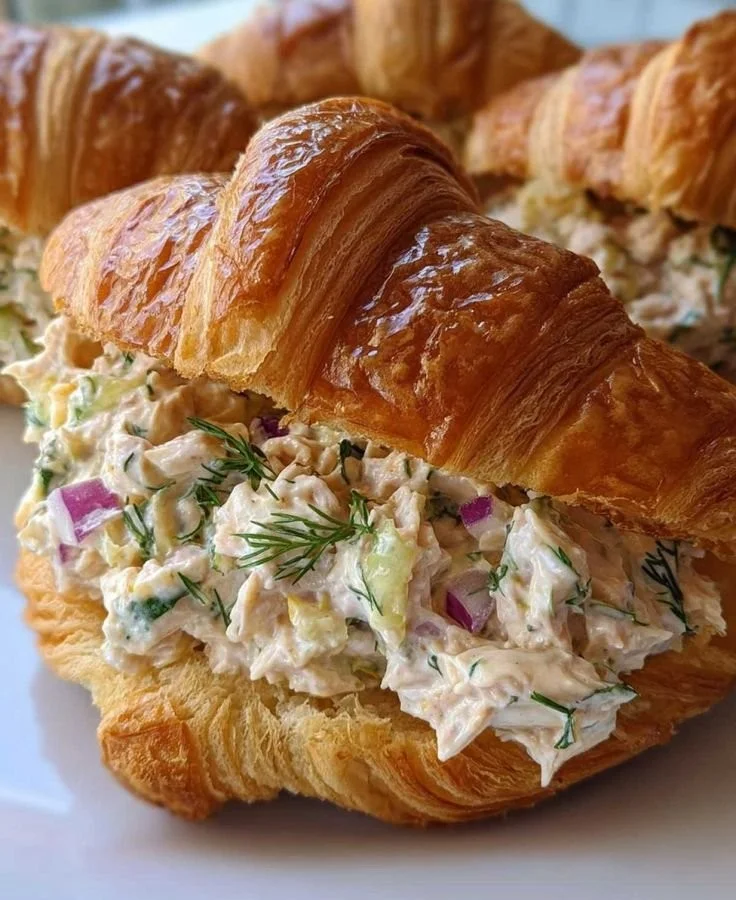 Lemon Dill Tuna Salad Sandwiches on Croissants for a quick and tasty meal