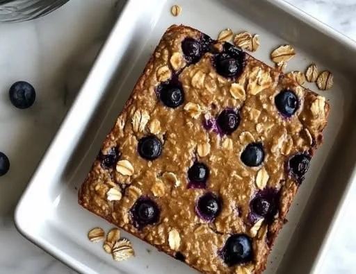 High protein banana blueberry baked oatmeal for energizing breakfasts