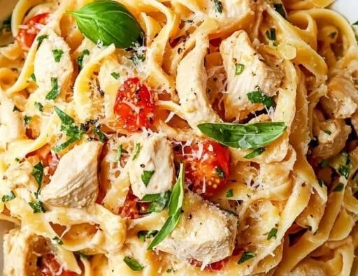 Delicious plate of Marry Me Chicken Pasta garnished with herbs