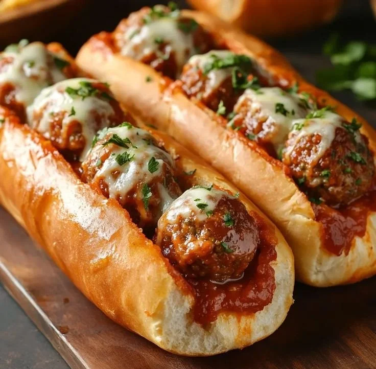 Delicious Meatball Sub with juicy meatballs, marinara sauce, and melted cheese on a sub bun.