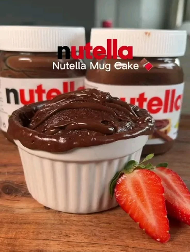 Delicious Nutella Mug Cake served in a white mug