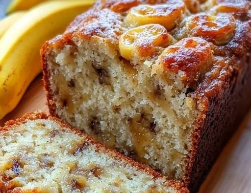 Slices of protein-packed cottage cheese banana bread on a wooden board