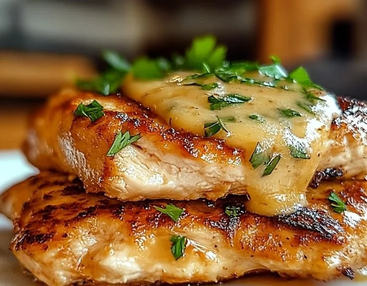 Perfectly cooked tenderized chicken breast ready to serve