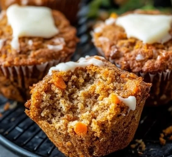 Delicious carrot lentil muffins topped with seeds and herbs