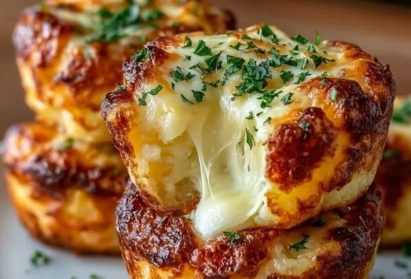 Delicious cheesy mashed potato puff bites served on a platter.