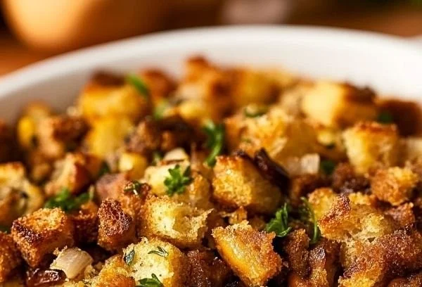 Delicious chestnut stuffing ready for the holiday dinner
