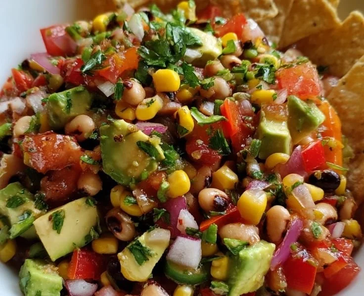 Delicious Cowboy Caviar Dip served in a bowl with fresh ingredients