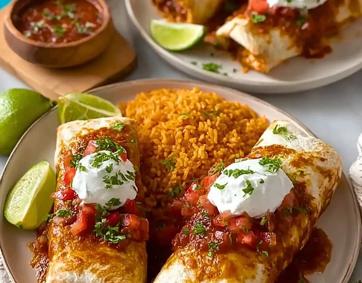 Delicious Crispy Chicken Chimichangas served with salsa and guacamole