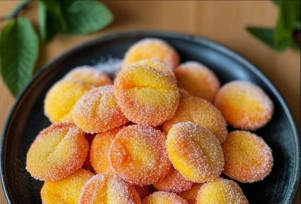 Freshly baked Croatian Peach Cookies with a delicious peach filling