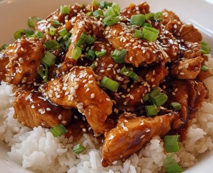 Crockpot Honey Garlic Chicken served with vegetables in a delicious glaze
