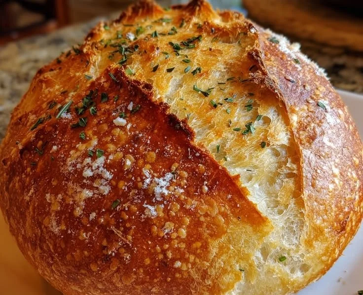 Freshly baked crusty Italian bread with a golden crust and soft interior
