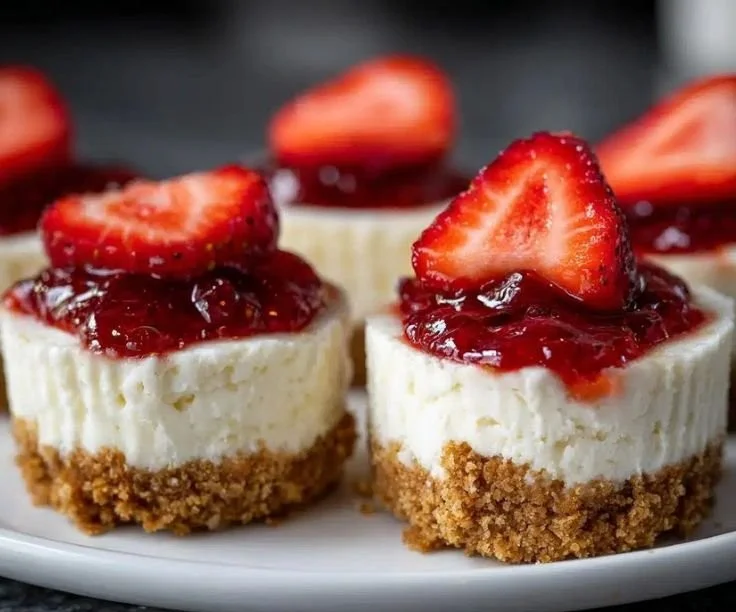 Easy mini Valentine's Day cheesecake bites recipe in four simple steps.