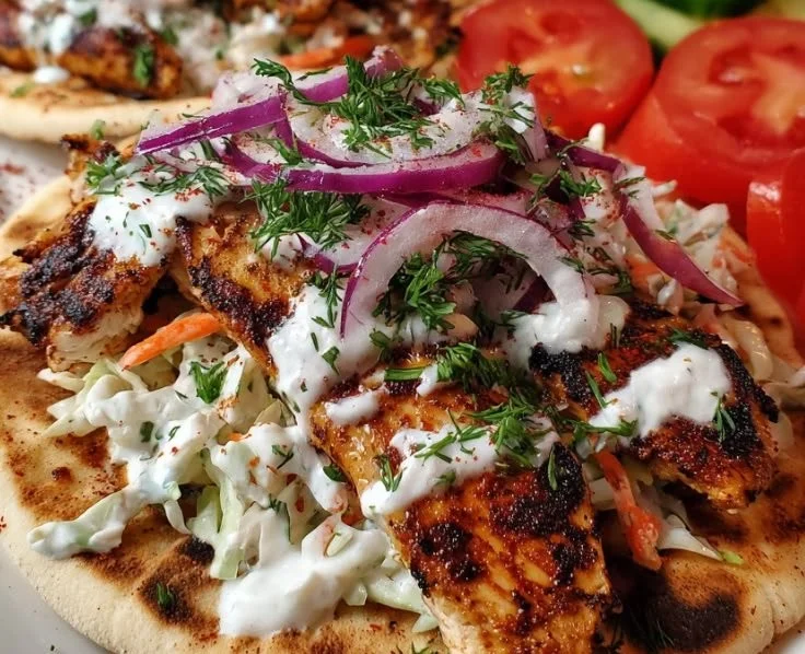 Delicious homemade chicken pitas filled with flavorful ingredients
