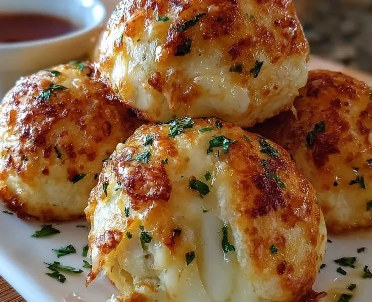 Delicious homemade Garlic Butter Cheese Bombs ready to serve.