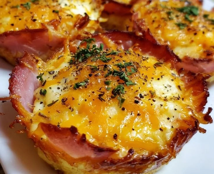Delicious Ham and Egg Cups ready to serve, an easy breakfast recipe.