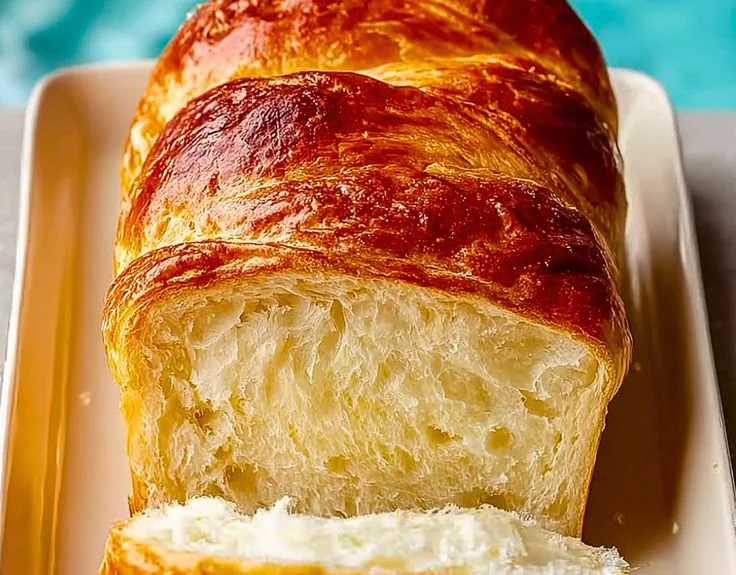 Loaf of homemade irresistible Amish white bread on a wooden cutting board