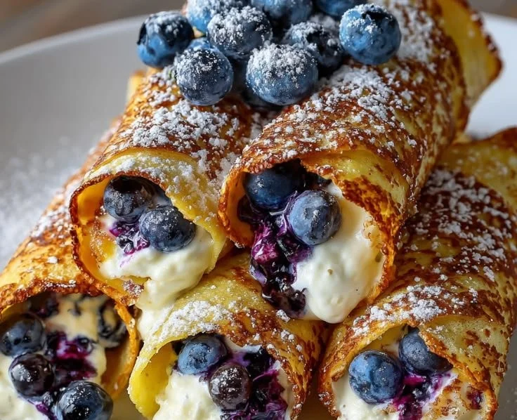 Keto Blueberry Cream Cheese Rolls with a crispy texture