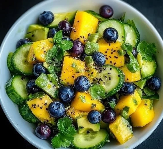 Fresh Mango Cucumber Salad with vibrant colors and textures