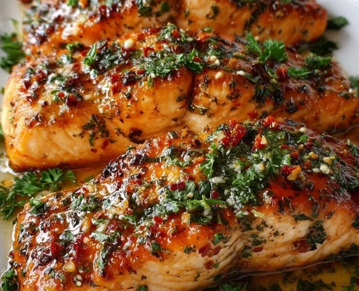 Delicious Marry Me Salmon recipe served with fresh herbs and lemon.