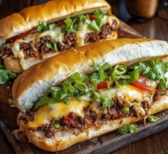 Delicious Mexican Chopped Cheese Sandwich featuring melted cheese and fresh toppings.