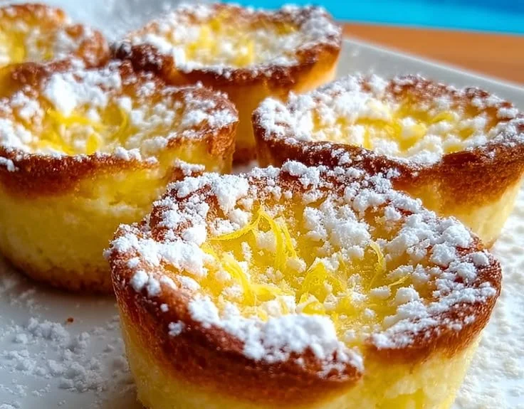 Mini Baby Lemon Impossible Pies served on a plate, showcasing a slice of lemon pie