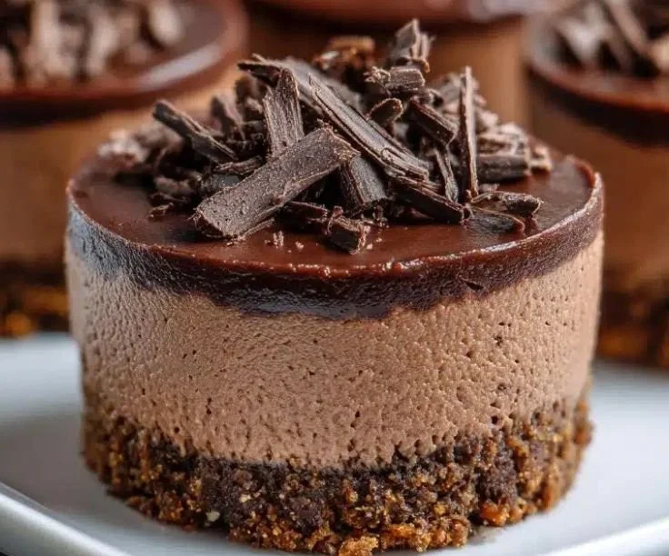 Mini mocha cheesecake bites served on a plate, ready to enjoy.
