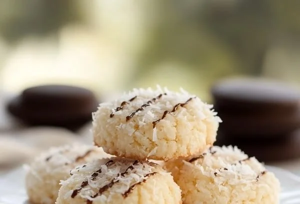 Delicious no-bake coconut cookies on a plate
