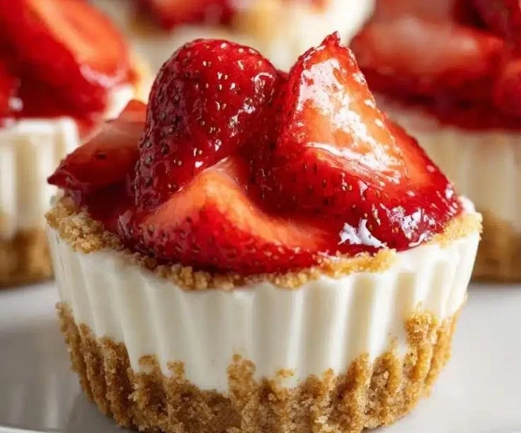 No-bake mini cheesecake cups topped with fresh berries