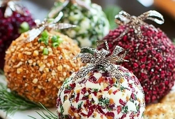 Ornament Cheese Ball Trio for festive gatherings and parties
