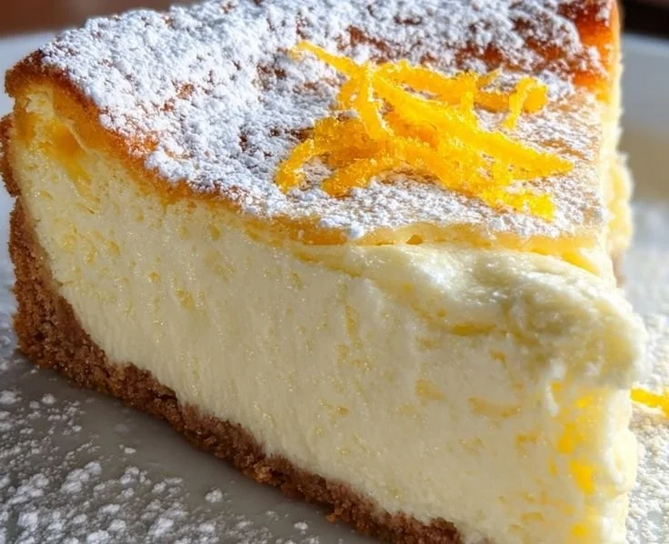 Sicilian Ricotta Cheesecake served on a plate with fresh berries
