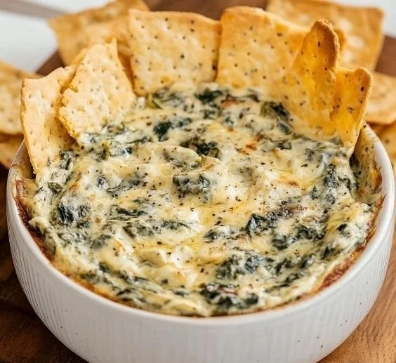 Delicious Slow Cooker Spinach Artichoke Dip served in a bowl