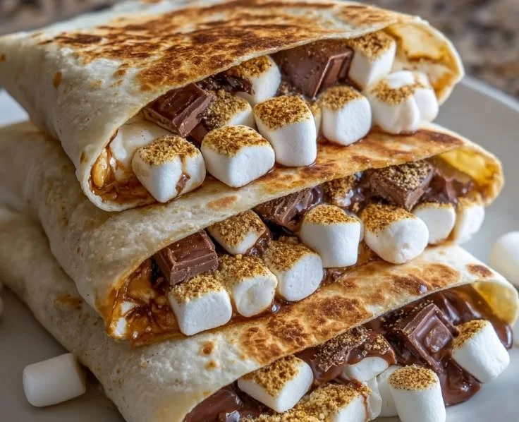 Delicious S'mores Crunchwrap filled with chocolate and marshmallows