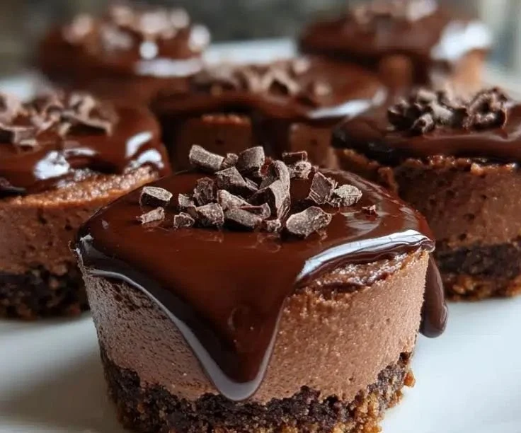 Delicious mini chocolate cheesecake bites on a plate