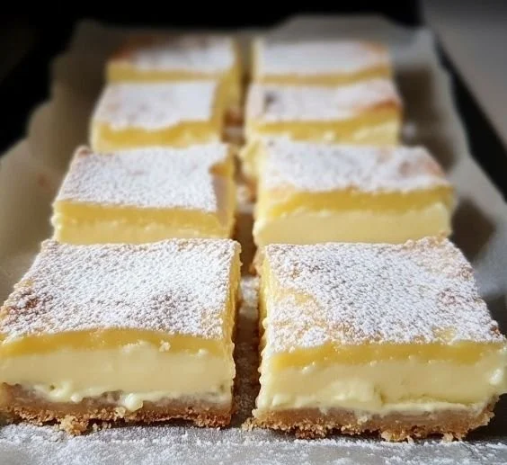 Delicious vanilla custard cream squares ready to serve
