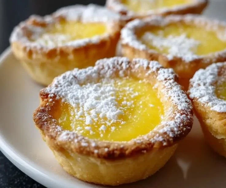 Zesty mini lemon tartlets garnished with fresh lemon slices