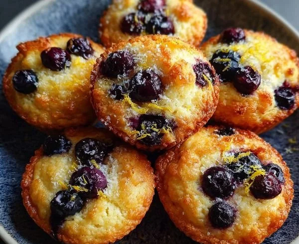 Healthy cottage cheese blueberry muffins recipe with fresh blueberries