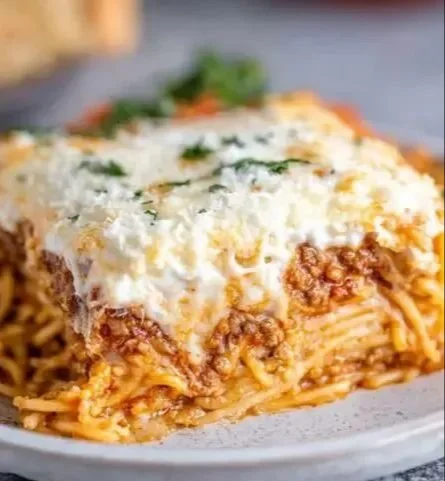 Delicious Million Dollar Spaghetti recipe served in a bowl