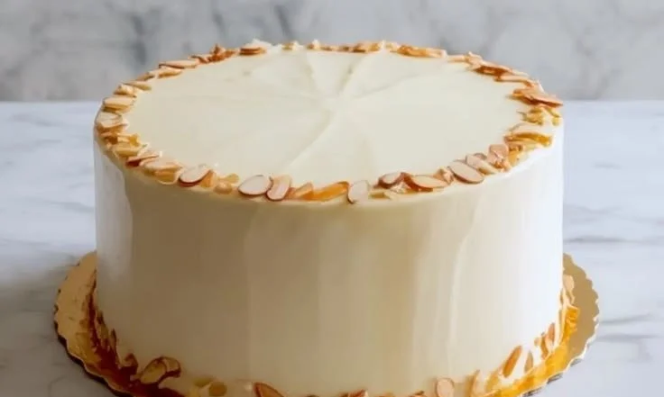 Slice of Almond Amaretto Cake with almonds and amaretto liqueur