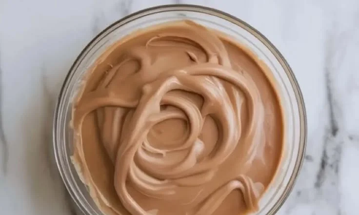 Baileys cake filling in a bowl ready for use in desserts.