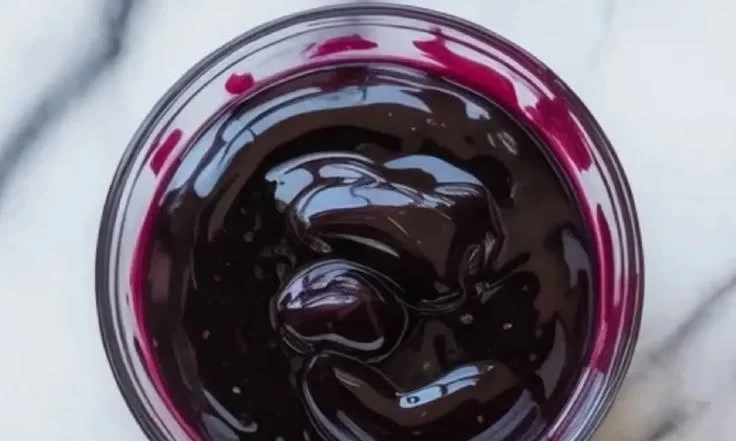 Delicious blueberry curd in a jar, showcasing its vibrant color and texture.