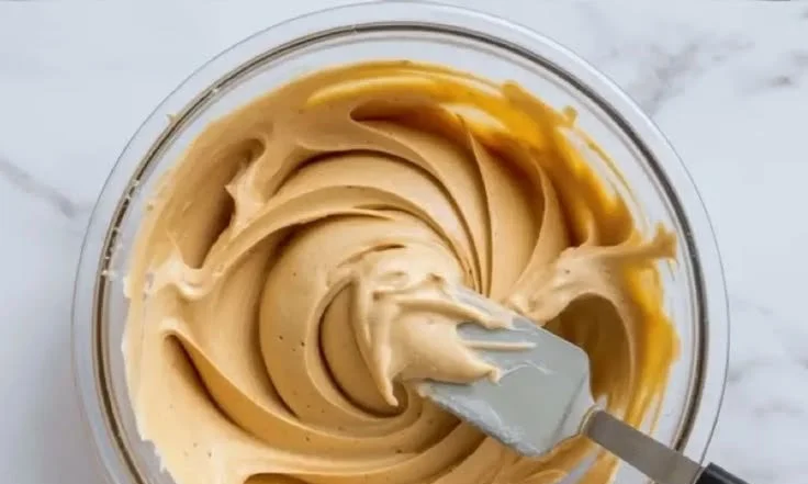 Delicious brown butter frosting on a chocolate cake