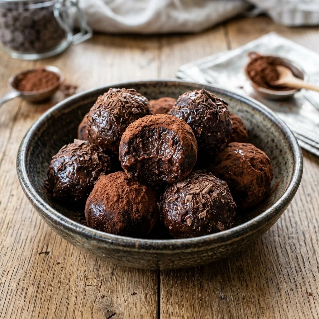 Delicious brownie batter truffles ready to enjoy.