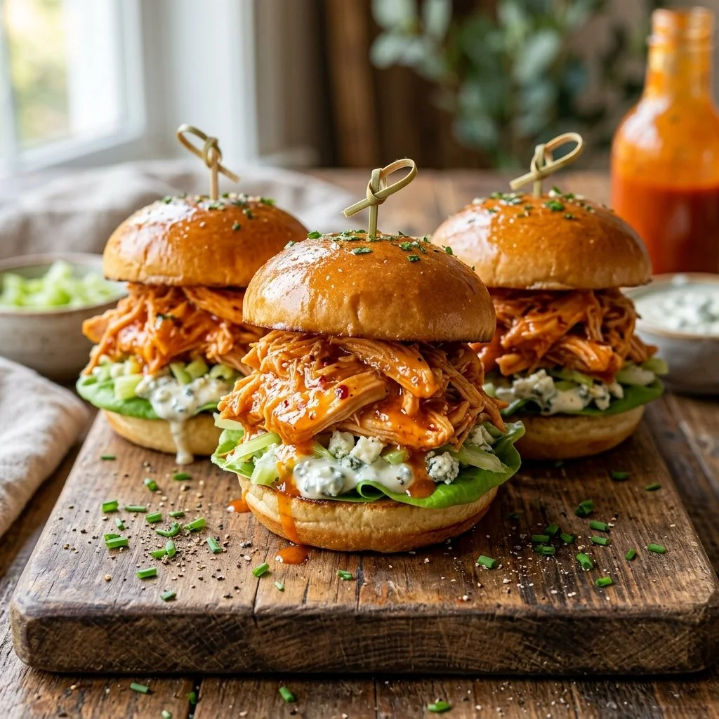 Delicious Buffalo Chicken Sliders served on a platter, perfect for entertaining.