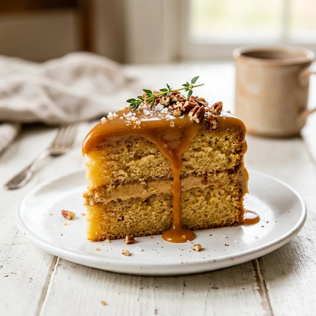 Delicious homemade Caramel Cake with layers of rich caramel frosting