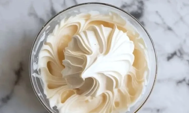 Delicious Chantilly cream topped on a dessert